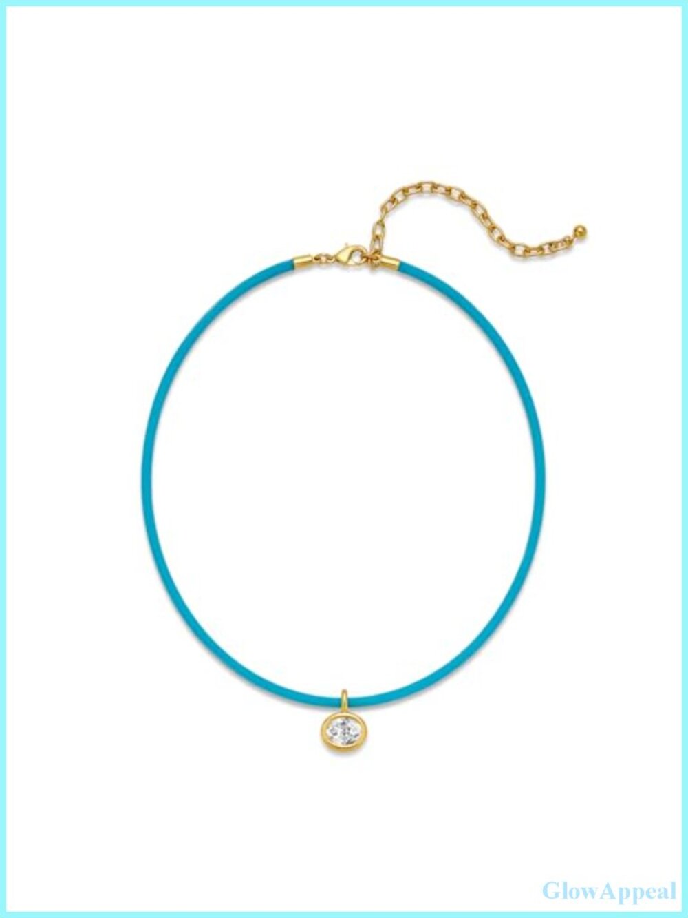 Gold Plated Rope Choker Necklace with Crystal Pendant for Women
